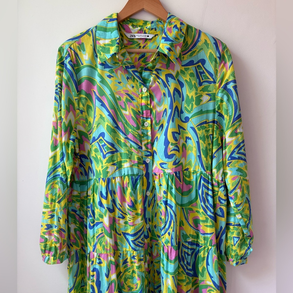 Zara Green Multicolor Printed Maxi Dress - Picture 5 of 8